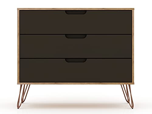Manhattan Comfort Rockefeller Mid Century Modern 3-Drawer Dresser Set, Grey D4367