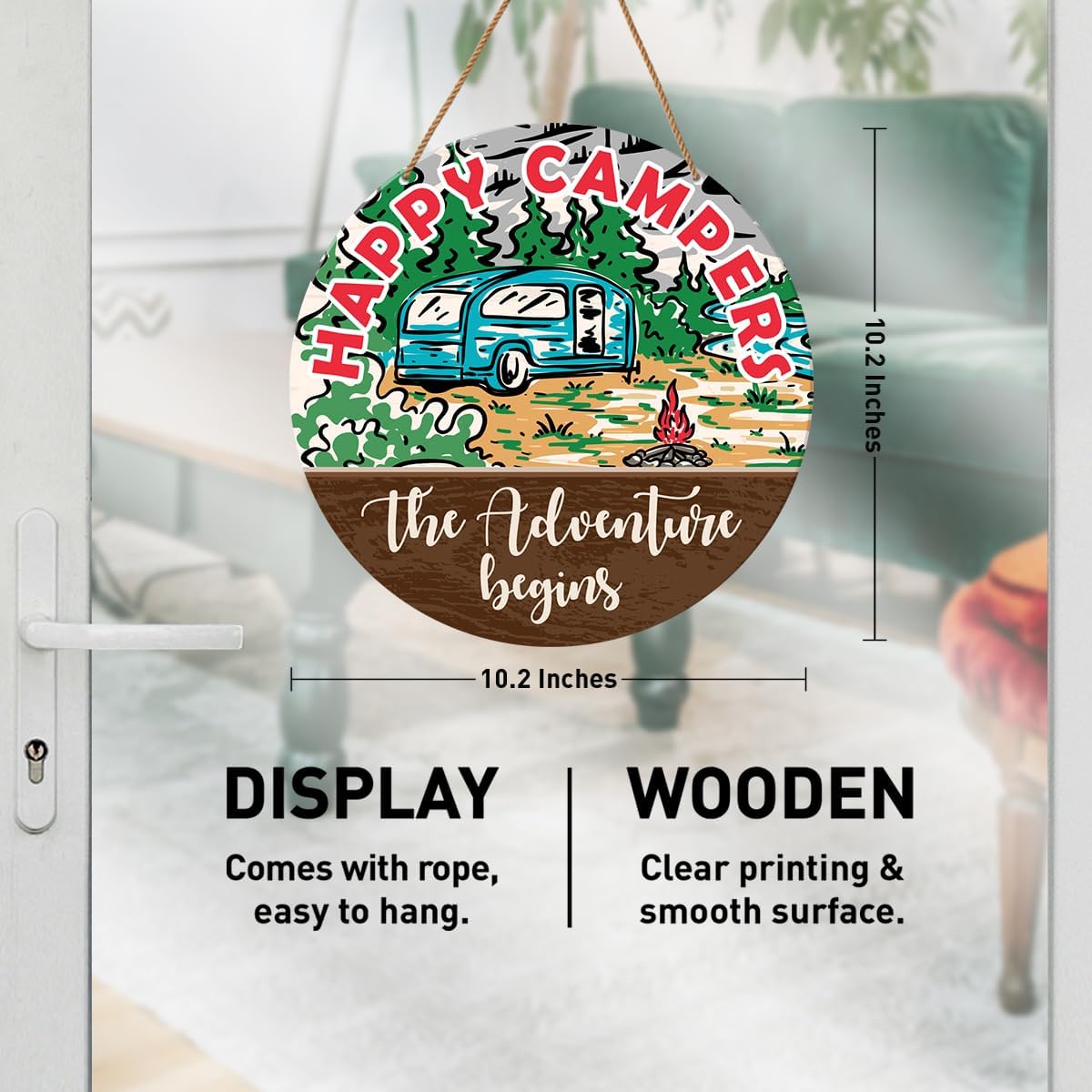 Happy Camper The Adventure Begins Camping Wall Decor Sign S7134