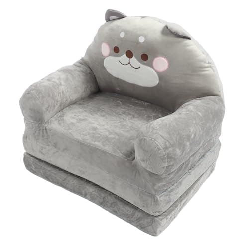 Generic Kids Fold Out Couch Soft Folding Sofa Grey N3836