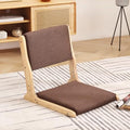 Tatami Chair Accent Furniture, Foldable Meditation Floor Chair, Folding Floor Chairs Seat, Portable Japanese Legless Chair, Back Rest Chair with Cushion, Wood Grey