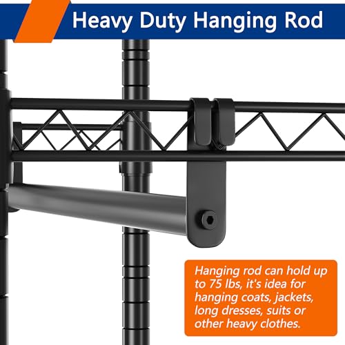 Heavy Duty Wire Garment Rack, Free Standing Metal Clothes Rack (Silver) B946151