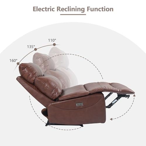 Genuine Leather Electric Power Recliner Chair with USB Ports X458