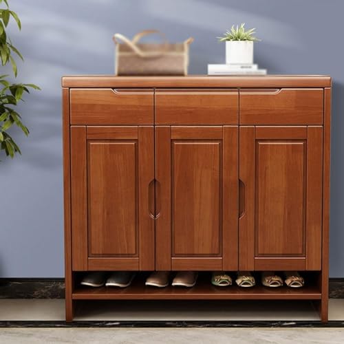 Solid Wood Shoe Storage Cabinet with 3 Drawers for Entryway V346