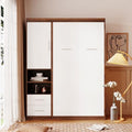Twin Size Murphy Bed with Wardrobe and Drawers, Wood Storage Bedframe Can be Folded into a Cabinet,Versatility Bedroom Furniture, Save Space Design, No Box Spring Required.
