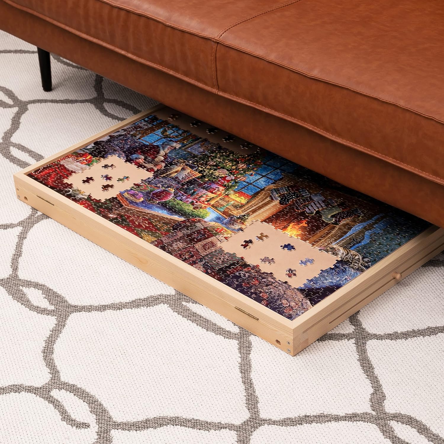 Lavievert Tilting Puzzle Table with 2 Drawers, Adjustable Wooden Board for 1000 Pieces D213