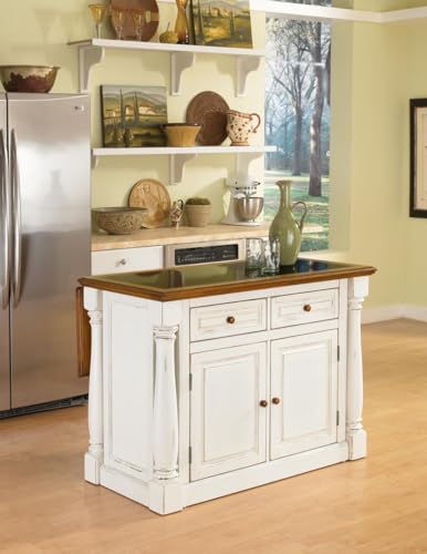 Homestyles Monarch Kitchen Island Set with 2 Stools, Off-White L666890