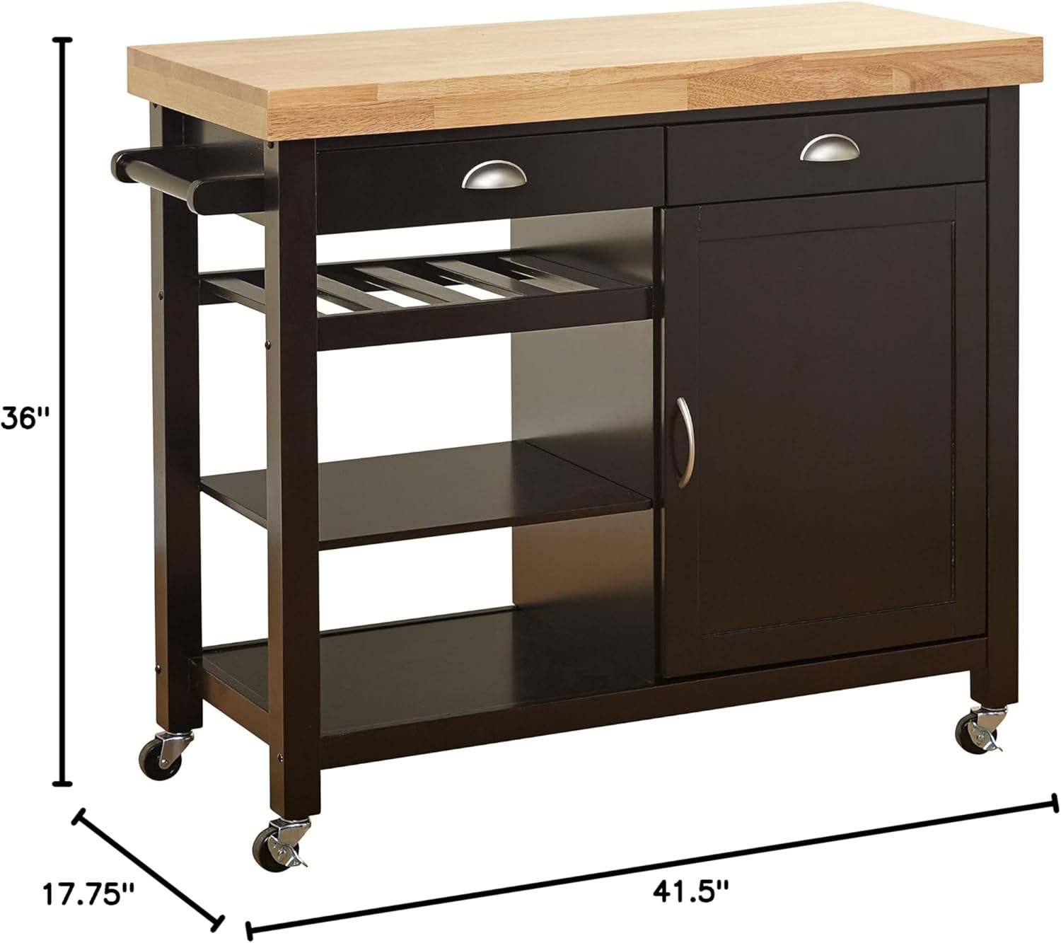 Hudson Storage Kitchen Cart, Wenge/Natural J760