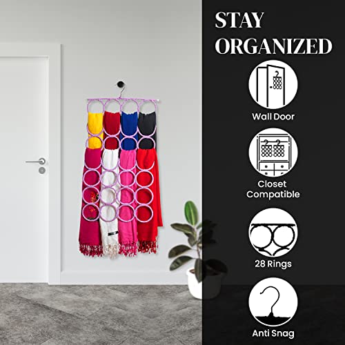 Scarf Hanger 28 Rings for Scarves, Shawls, Belts & Accessories (Black) K298324