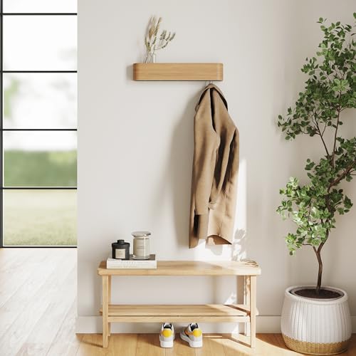 Wall-Mounted Coat Rack 'Toke' with Hidden Wall Hooks, Oak P431
