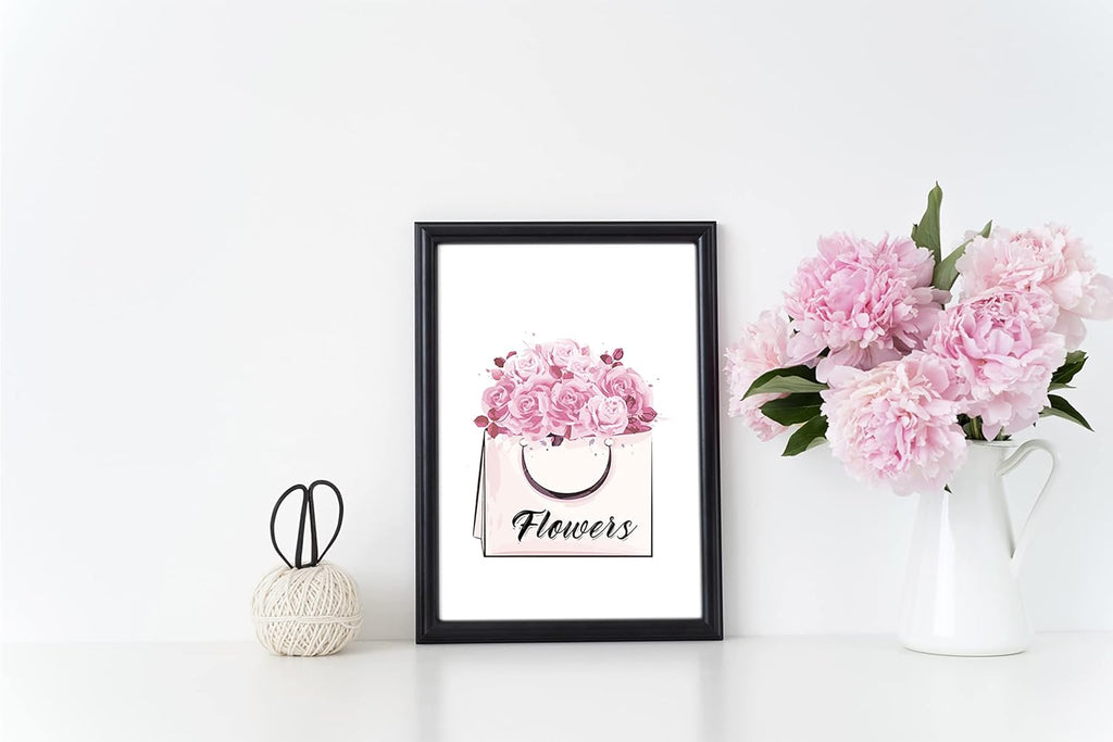 DRBLUEB Pink Flower Perfume Paris Wall Art Prints Set of 9 Unframed Y743571