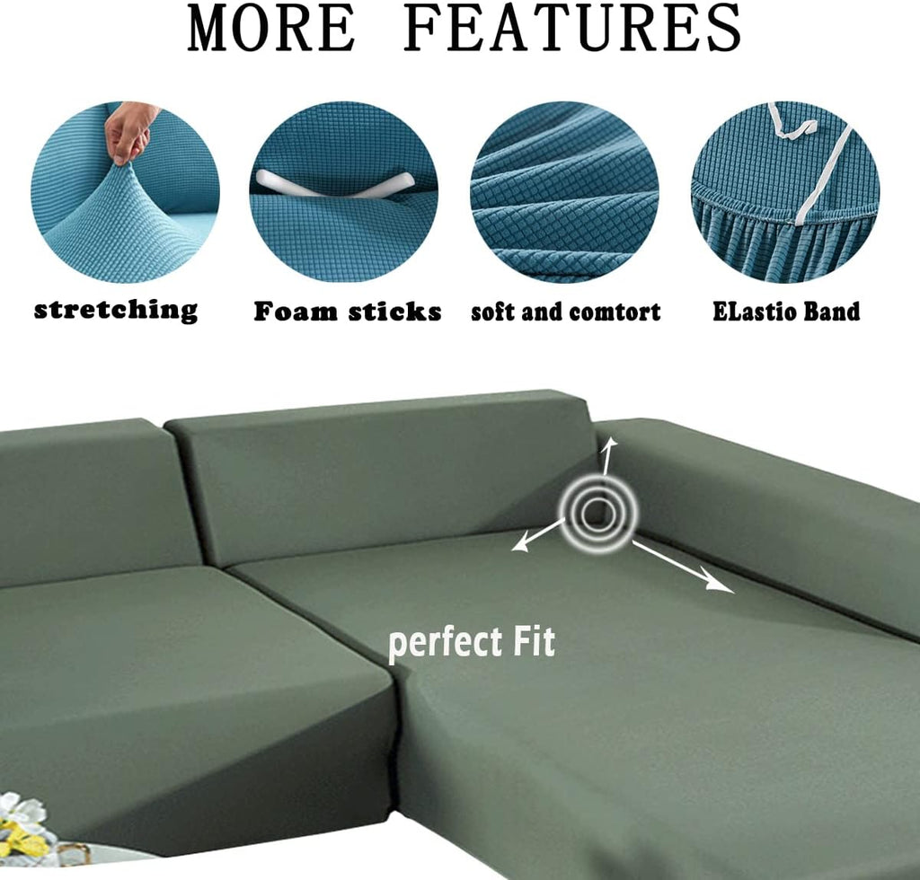 Thick Stretch Couch Covers for Sectional Sofa, Washable Furniture Protector, Royal Blue S7915