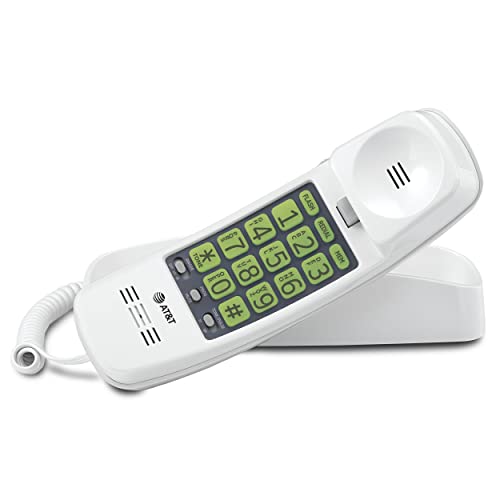 AT&T TRIMLINE 213-11 Corded Home Phone with Extra Big Buttons & Visual Ringer. No AC Power Required, Improved Easy-wall-mount, Lighted Keypad, 10 Speed Dial Keys, Volume Control,Senior Friendly. BLACK