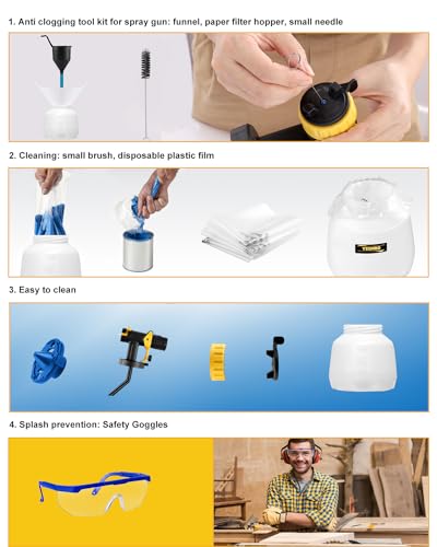 700W HVLP Electric Paint Sprayer with Paint Strainers, for Home Interior Exterior Furniture W758828