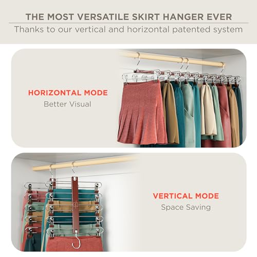 MORALVE Skirt Hangers Space Saving - European Beechwood with Clips K473