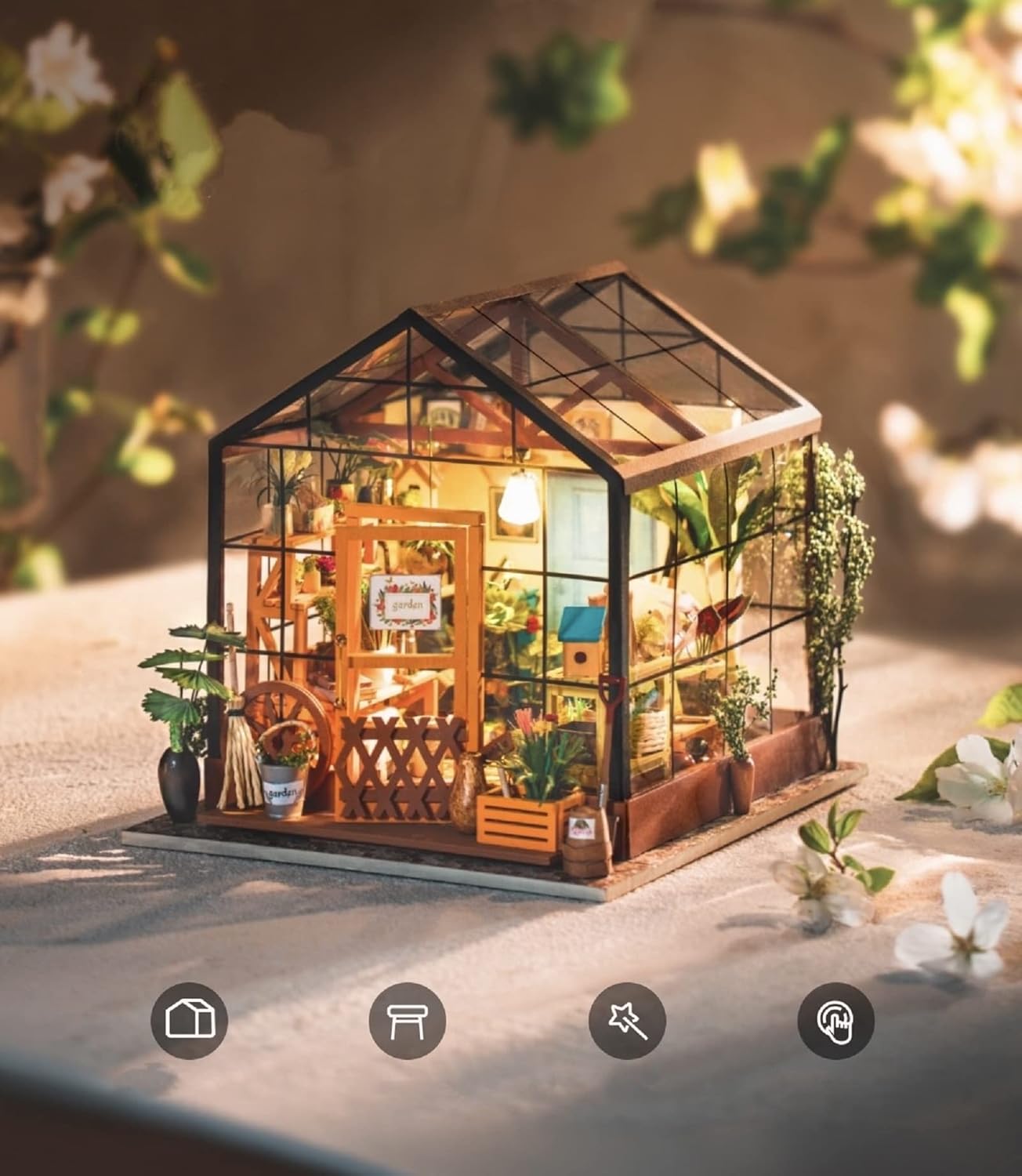 Rolife DIY Miniature Dollhouse Greenhouse Kit with Sunshine Town Book Nook B467