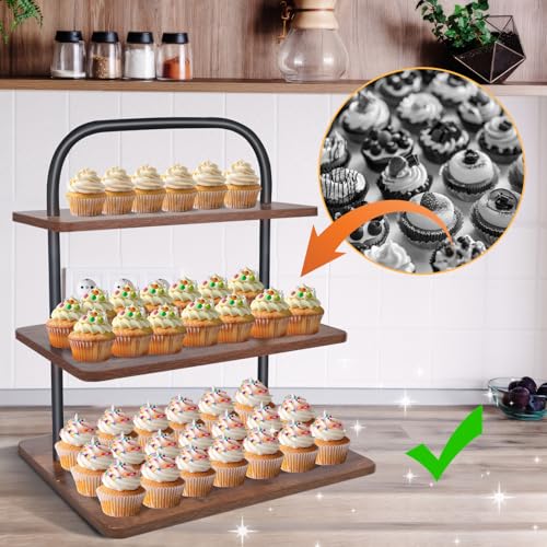 3 Tier Square Wood Cupcake Stand for 50 Cupcakes Y487942
