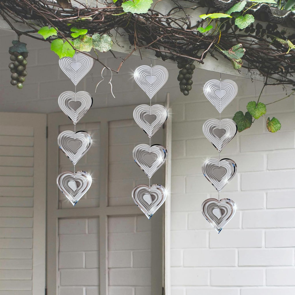 Metal Bird Scare Devices Outdoor, Double-Sided Reflectors, Heart Wind Spinners for Yard Garden Decor R883501