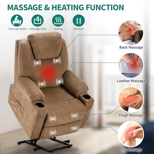 YITAHOME Power Lift Recliner Chair for Elderly with Heat and Massage, Light Brown C170805