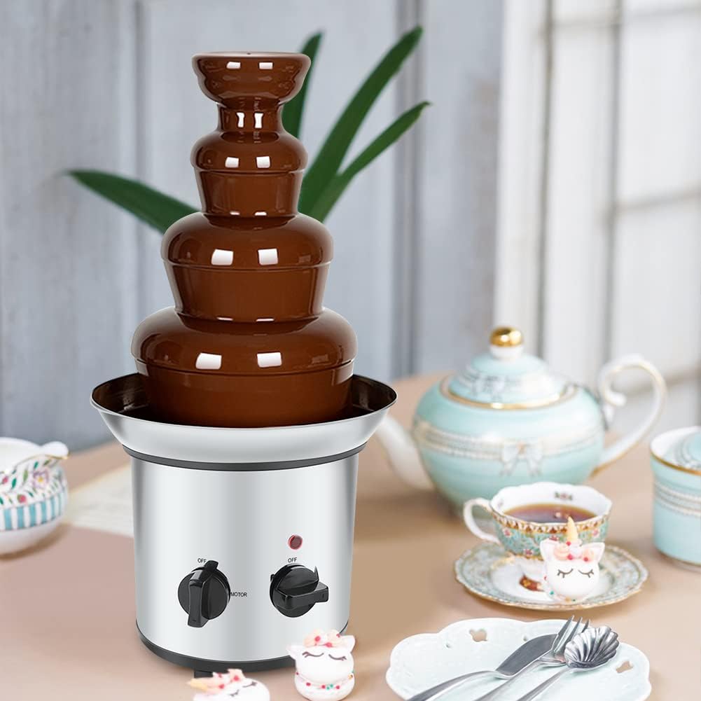 4 Tier Chocolate Fondue Fountain Electric Stainless Warmer H1607