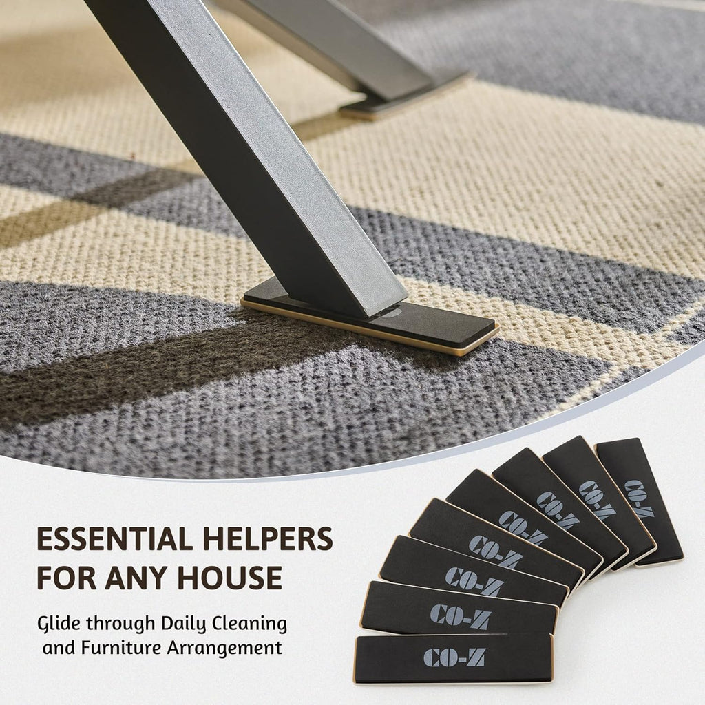 CO-Z Large Furniture Sliders Rectangle Reusable for Carpet, 8 Pack R25912