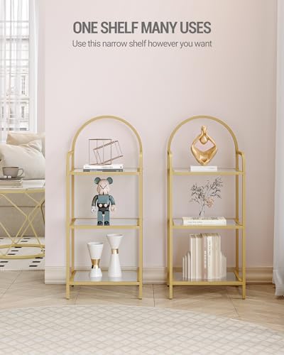 6 Tier Black Bookcase with Tempered Glass Shelves, Steel Frame M75913