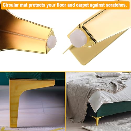 Metal Furniture Legs 7Inch, 4 PCS Triangle Gold Sofa Legs for Cabinet Table H5976