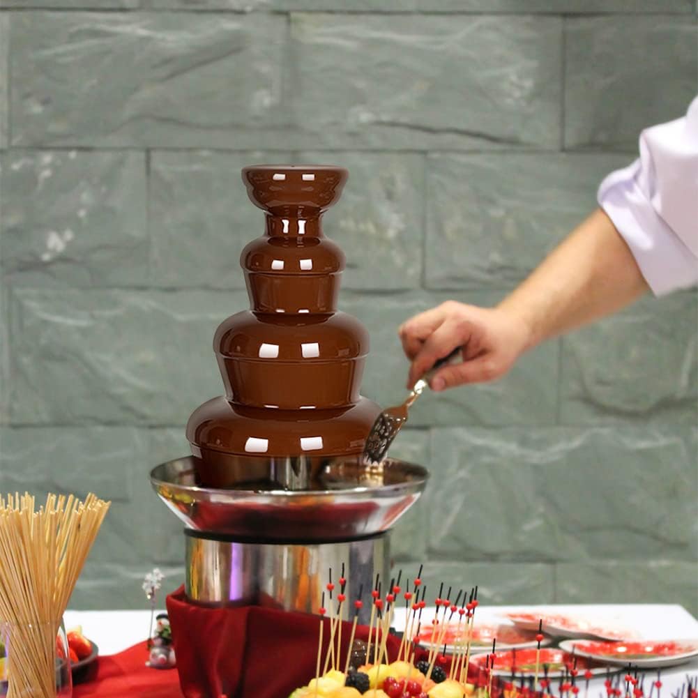 4 Tier Chocolate Fondue Fountain Electric Stainless Warmer H1607