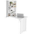 LDAILY Moccha Foldable Wall Mounted Table w/Classified Storage Space, Multiple-purpose Desk, Sturdy Wood Structure, Floating Convertible Desk/Cabinet, Ideal for Home, Apartment, Limited Room (Black)