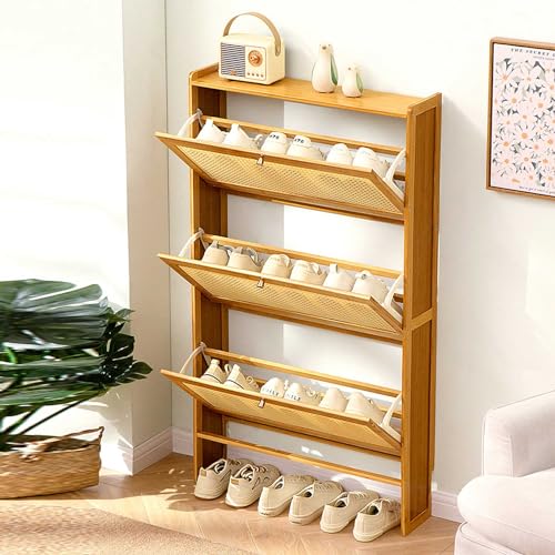 Bamboo Shoe Storage Rack 3 Layers Freestanding Cabinet A2432