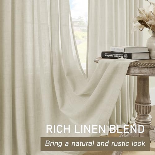 Taupe Linen Pinch Pleated Curtains 96 Inches Light Filtering for Living Room X6508