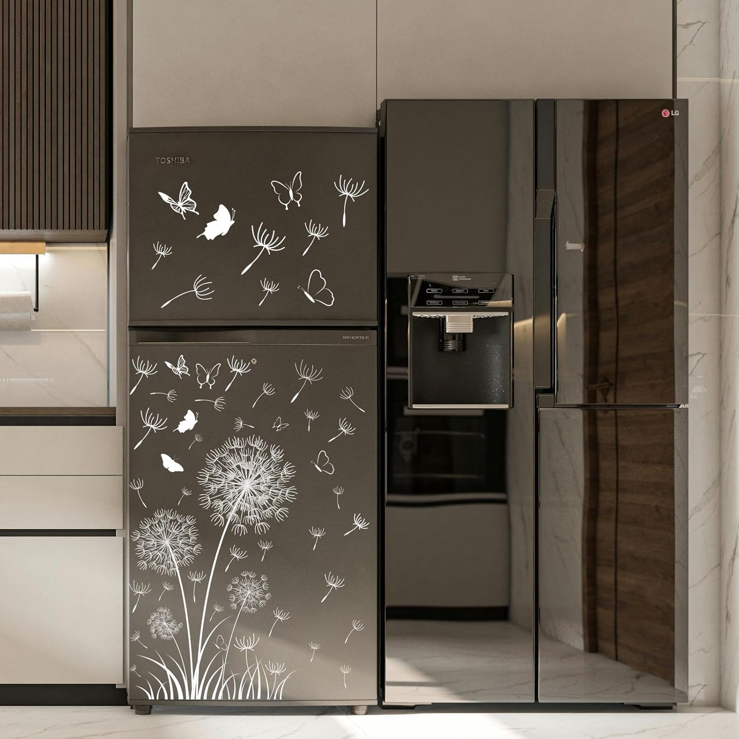 White Dandelion Window Clings Butterfly Sticker Self-Adhesive DIY Decals for Home Glass Door Decor T466634