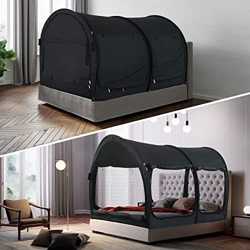 Alvantor Bed Canopy Bed Tents 2-in-1 Dream Tents Privacy Space Twin Size Sleeping Tents Indoor Pop Up Portable Frame Curtains Breathable Gray Cottage Reducing Light & Air Ventilation