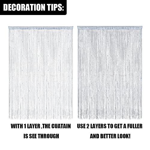 Silver Grey Door Bead Curtain Room Divider Decorative Tassel Screen E257325