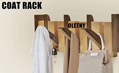 Wood Coat Rack Wall Mount with 6 Magnetic Hooks R7872