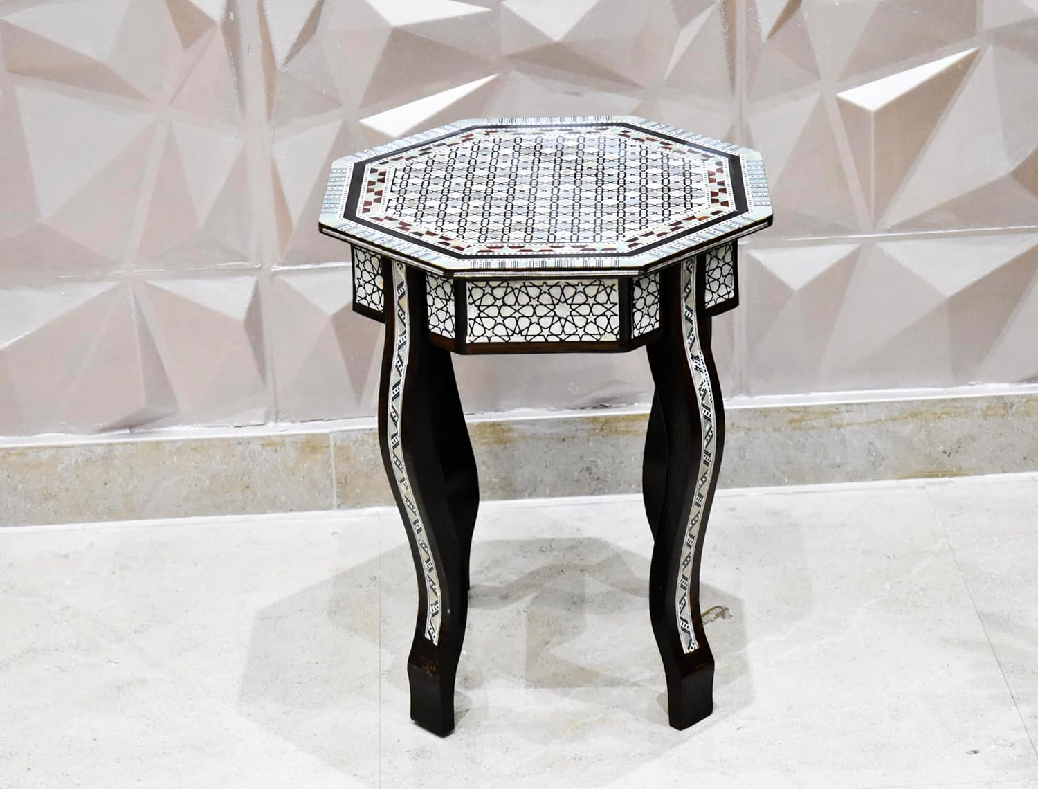 Mother of Pearl Moroccan Wood Octagonal Coffee Table V998