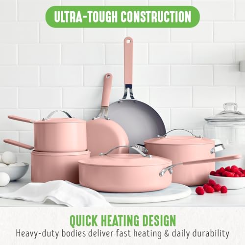 GreenLife Dream 10-Piece Ceramic Nonstick Cookware Set, Pots & Pans, PFAS-Free, Dishwasher Safe T8724