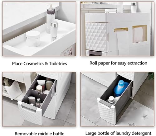 Small Bathroom Storage Cabinet Narrow Slim Organizer Side Corner Unit 2 Drawers G637