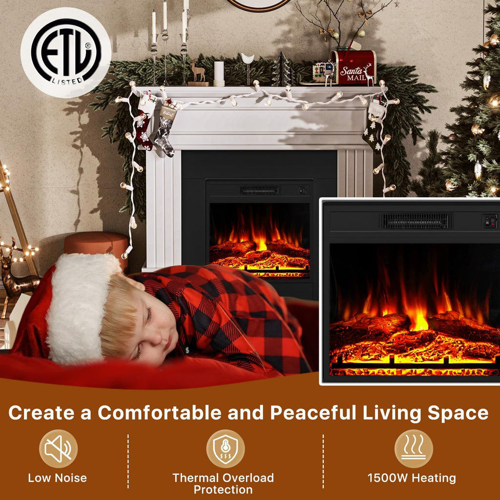 Electric Fireplace with 43" Mantel, Freestanding TV Stand, 1500W Heater D6037