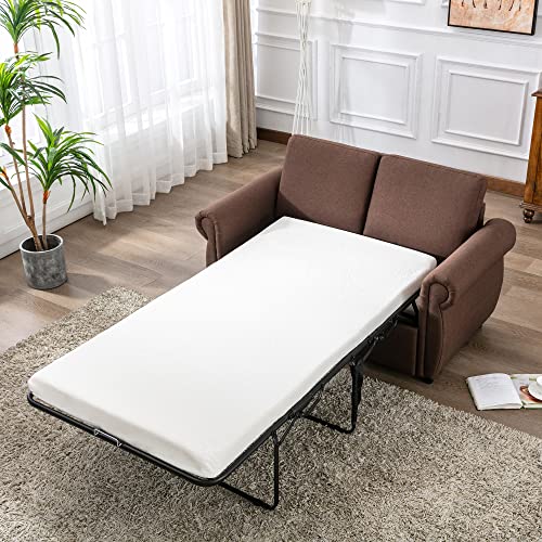 RUNNA Modern Linen Pull Out Sofa Bed with Twin Memory Foam Mattress, Gray F452643