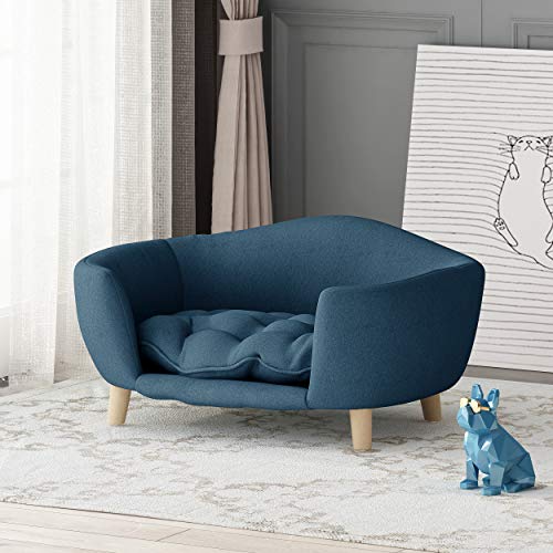 GDFStudio Mid Century Small Plush Pet Bed, Dark Gray U952071