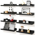 Fixwal Floating Shelves for Wall Decor, Wall Shelves Set of 8, Display Floating Shelf Wall Self with Lip for Bedroom, Bathroom, Nursery, Living Room (Rustic Brown)