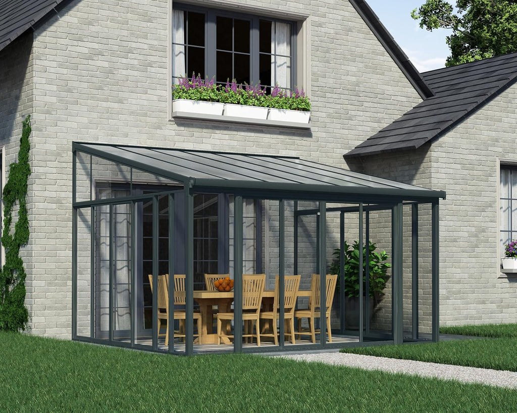 Palram Canopia SanRemo 13x14 Enclosed Patio Cover with Screen Doors, Gray U9420