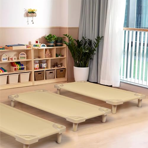 Stackable Kids Nap Cot with 4 Lockable Casters, Portable Toddler Sleeping Bed for Preschool Daycare, Set of 5 V171734