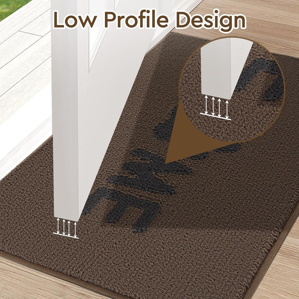 Door Mat Indoor Non Slip Absorbent Entryway Rug 20"x32" Brown L864