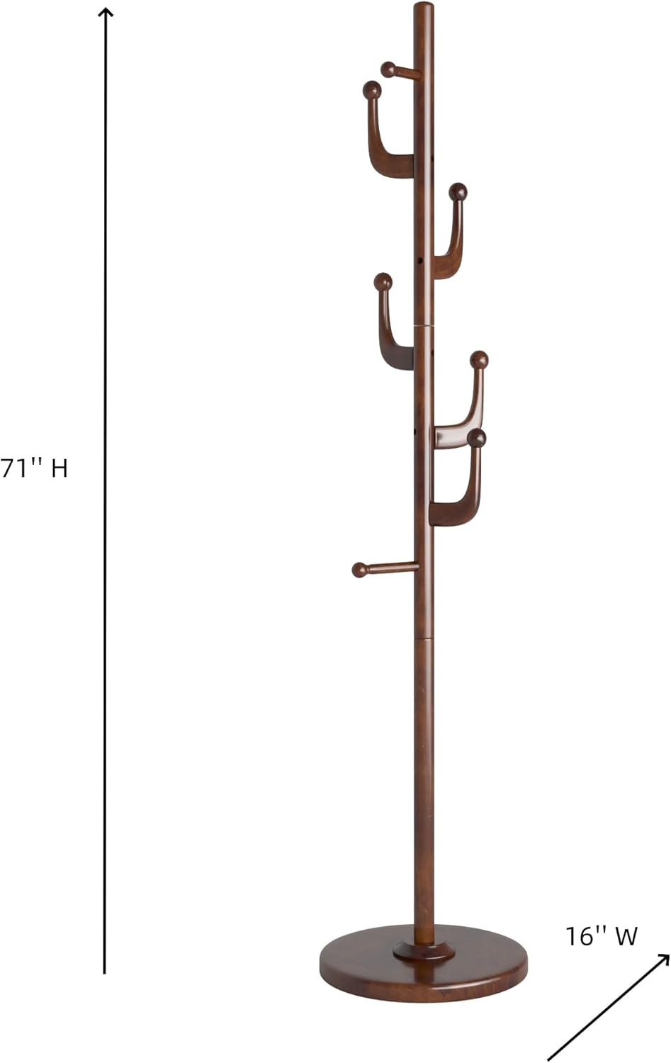 Coat Rack Stand Freestanding Wood for Hallway Entryway Brown M826717