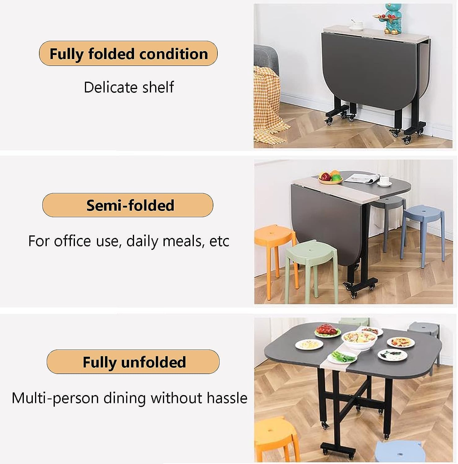 Folding Dining Table Solid Wood Drop Leaf K82156