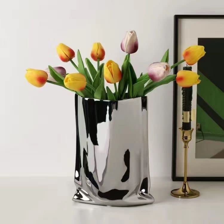 Sliver Ceramic Vase 7.9 Inch Minimalist Nordic Home Decor C97267