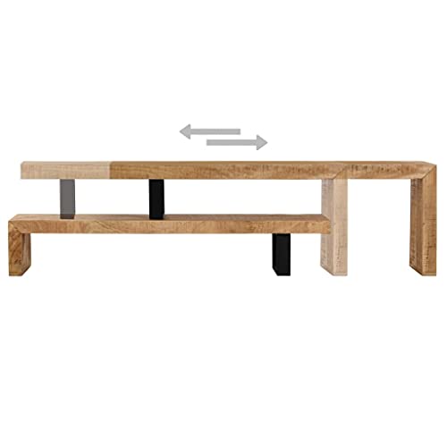 Solid Mango Wood TV Stand with Wrought Iron Legs W65483