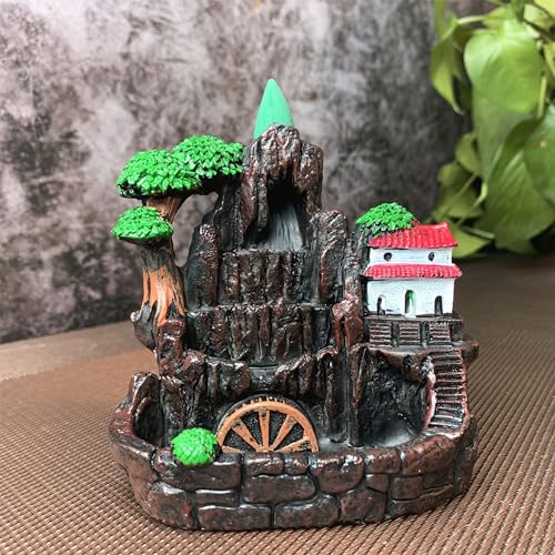 Resin Reflux Incense Holder Waterwheel Burner for Home Office T258991