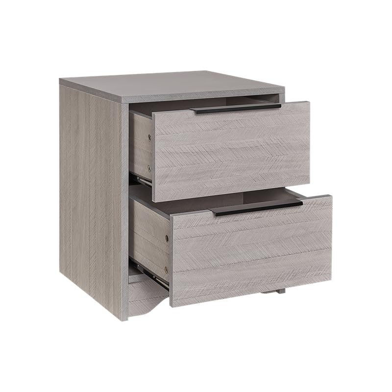 Modern Bedroom Nightstand 2-Drawer End Table Antique Gray Finish Z44798